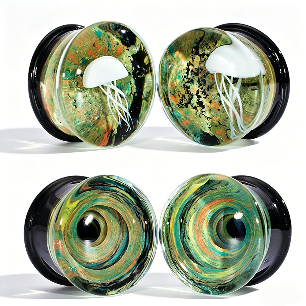 Body Jewelry Quality - Paar kwaliteitsglas Vortex oordopjes Kwallen oormeter