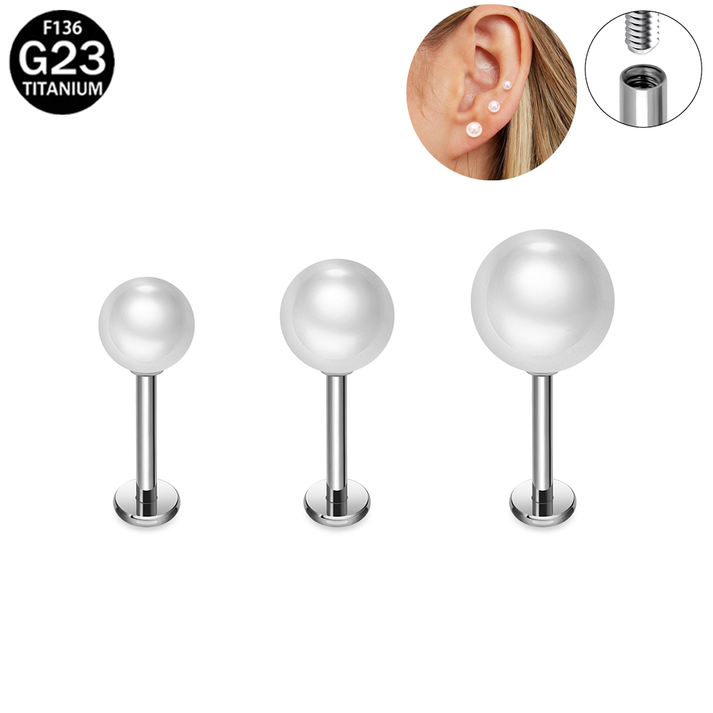 Tragus Flat Back - ASTM F136 Titanium Parel Oorbellen Lip