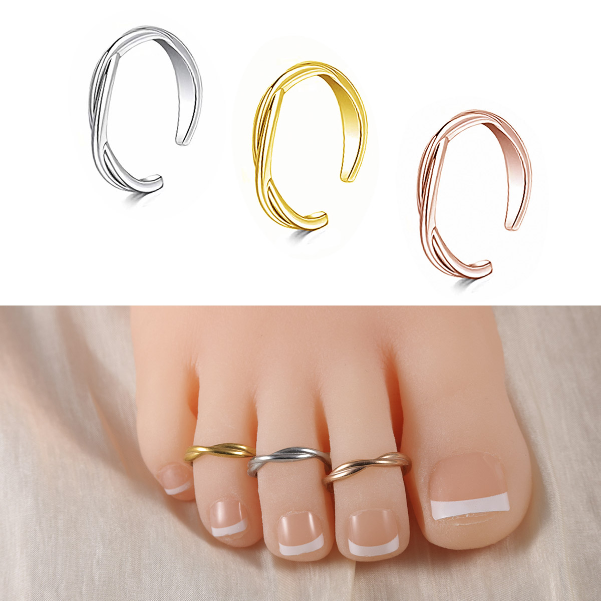 Body Jewelry Rings - 1Pc/3 Stuks Eenvoudige Roestvrijstalen Voet Ring