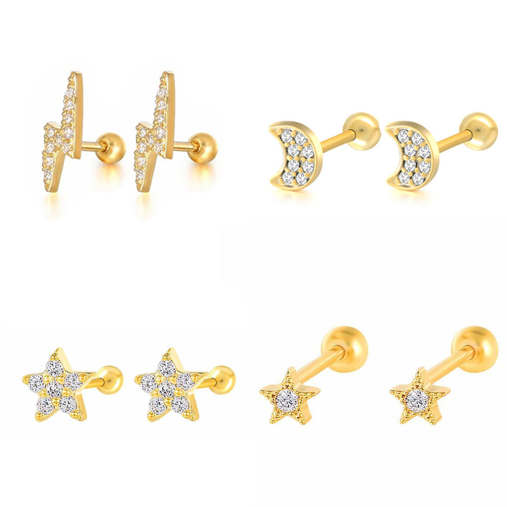 Body Jewelry Labret - Star Moon Kraakbeen Stud Oorbellen Voor