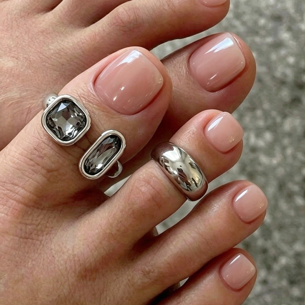 Body Jewelry Rings - 2-delige set Licht Lux teenringen, acrylsteen,