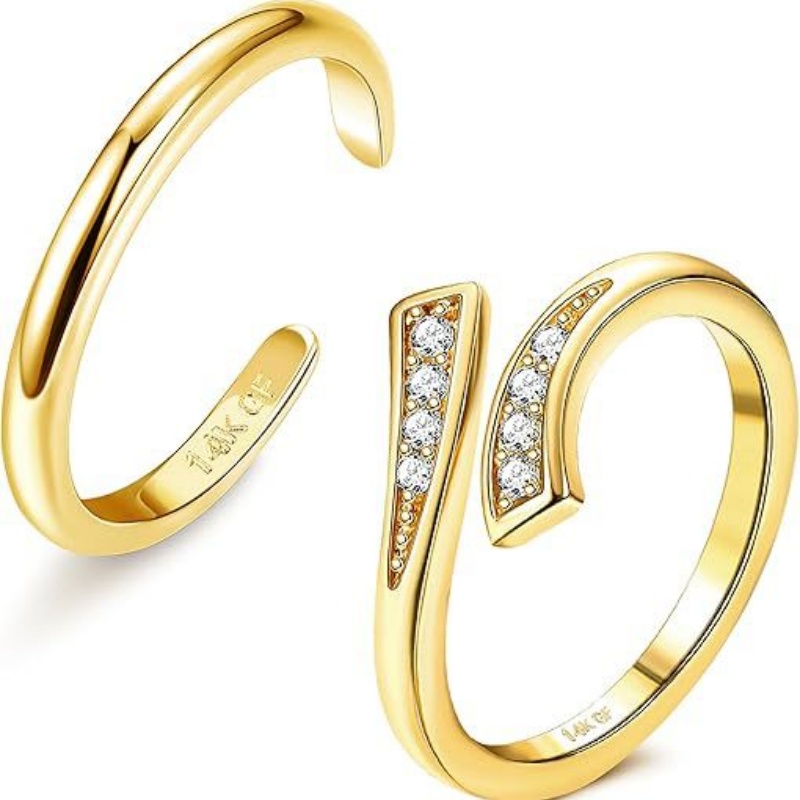 Body Jewelry Rings - 14K vergulde verstelbare zirkoon voetring tweedelige