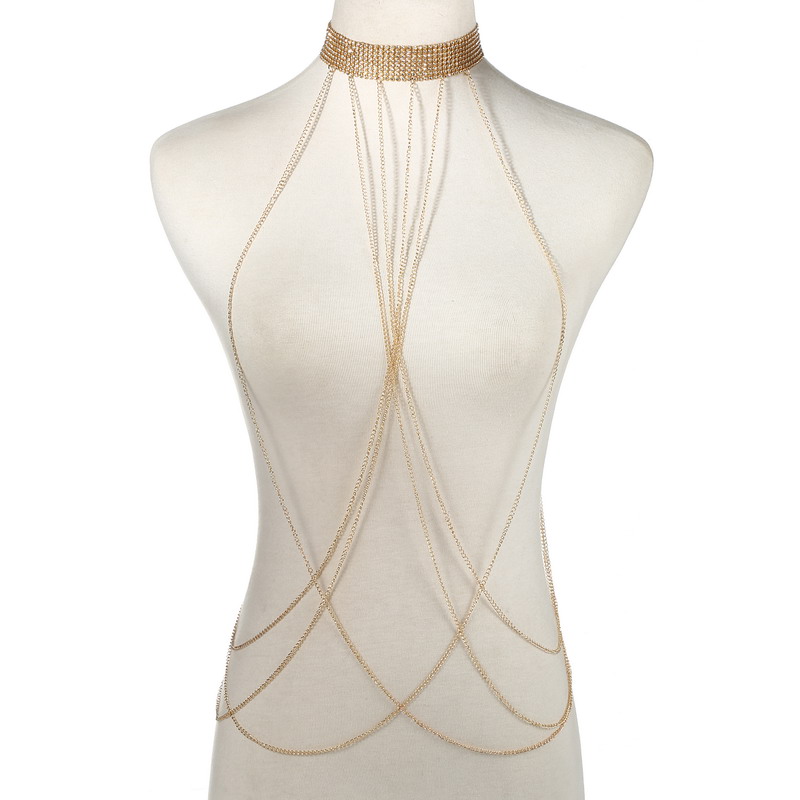 Qualiti Body Jewelry - Goud Kleur Body Chain Vrouwen Strass