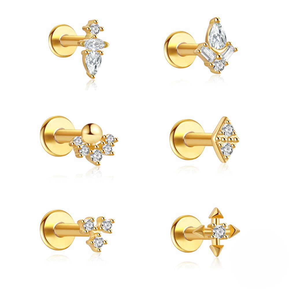 Tragus Flat Back - 1PC Rvs Crystal CZ Vlinder Kraakbeen