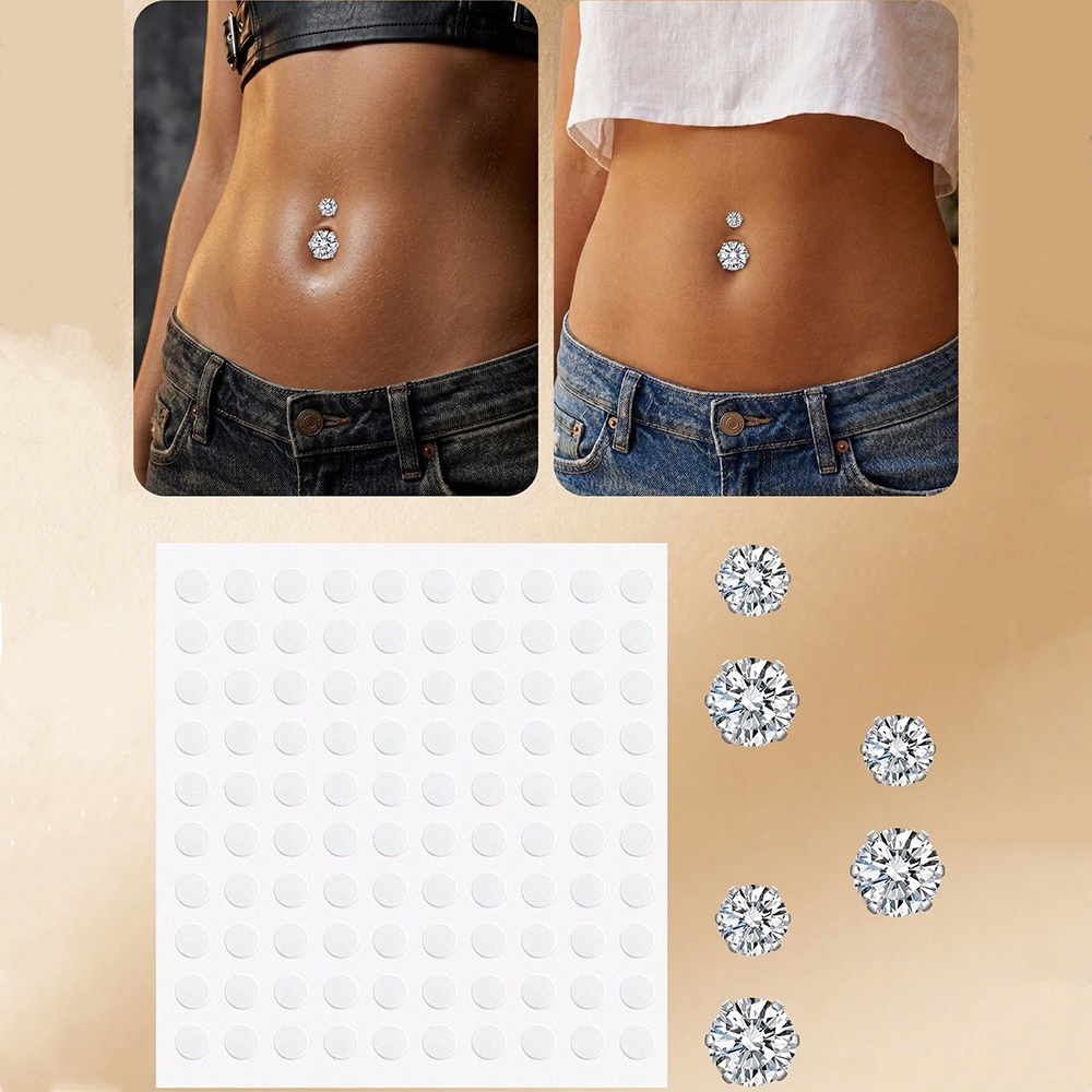 Body Jewelry Rings - Neppe buikpiercing met kubieke zirkonia, neppe