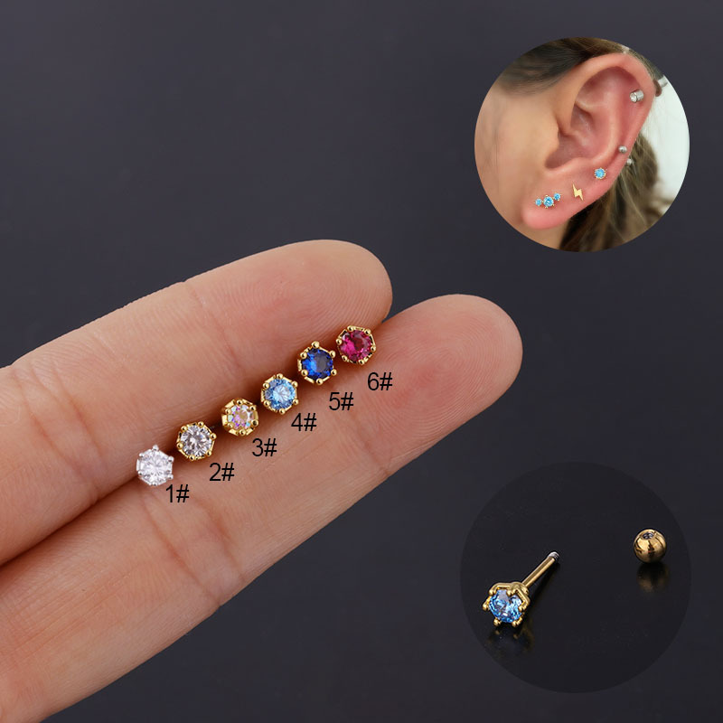 Tragus Flat Back - CZ Kristal Top Flat Back Labret