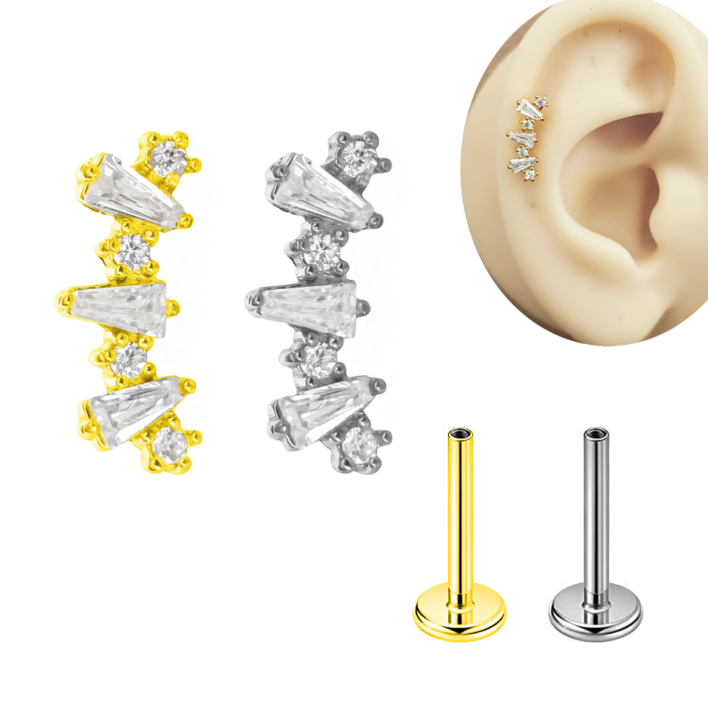 Body Jewelry Labret - Interne Schroefdraad Zirkonia Labret 100% 316l