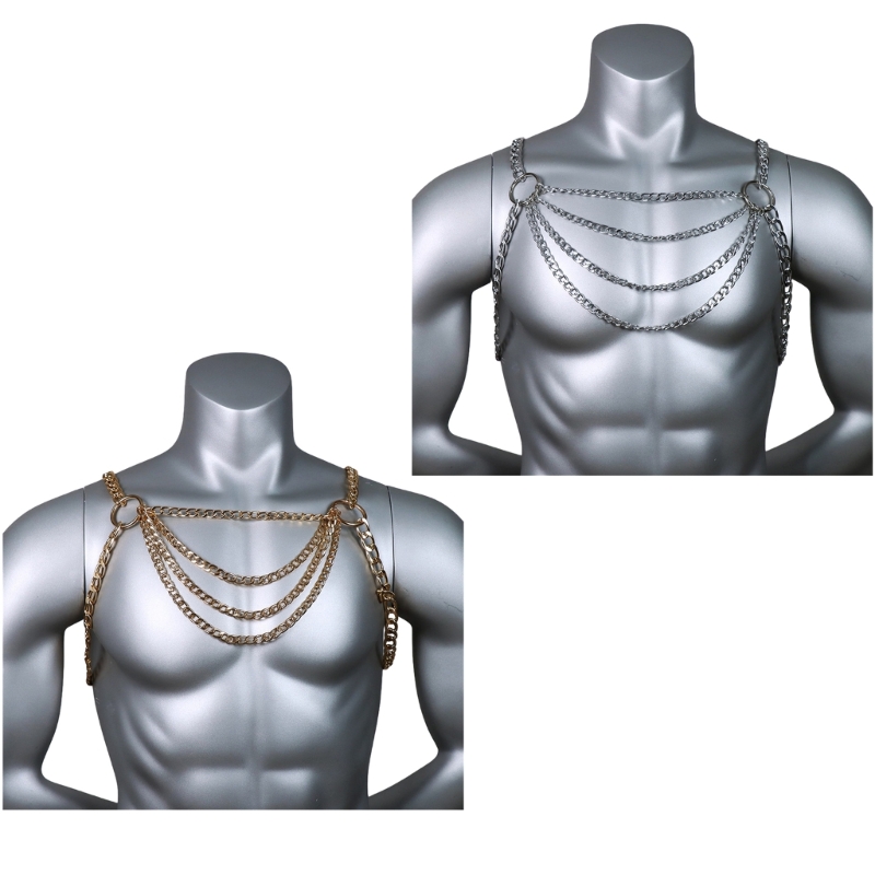 Body Jewelry Retainers - Mannen sexy metalen lichaam borst ketting