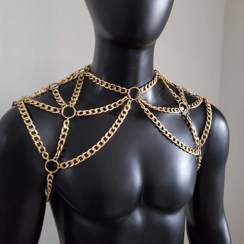 Body Jewelry Back - Punk Mannen Schouder Body Chain Terug