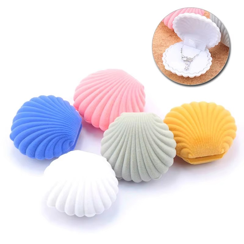 Body Jewelry Display - 1-delige mooie schelpvorm fluwelen sieradendoos bruiloft