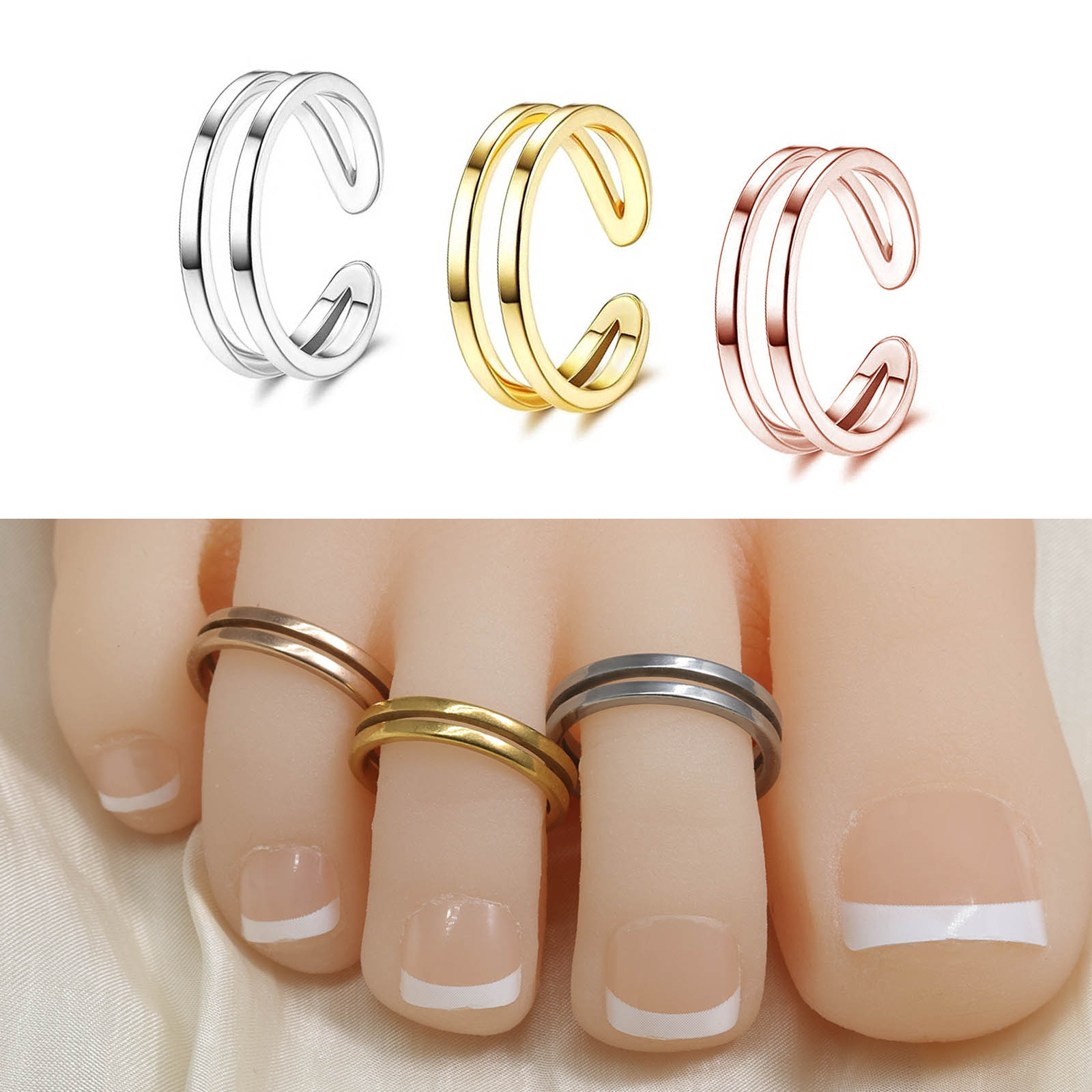 Body Jewelry Rings - Verstelbare dubbele laag teenring 316L roestvrij