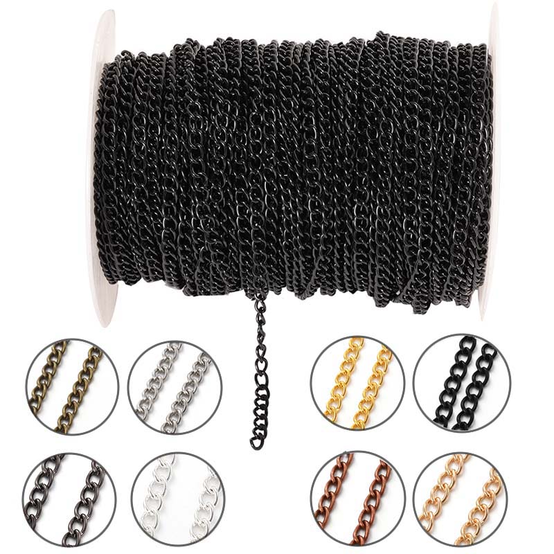 Body Jewelry Bra - 2Meter 2.5/3.5/4.5mm Metalen Platte Ovale Verlengketting