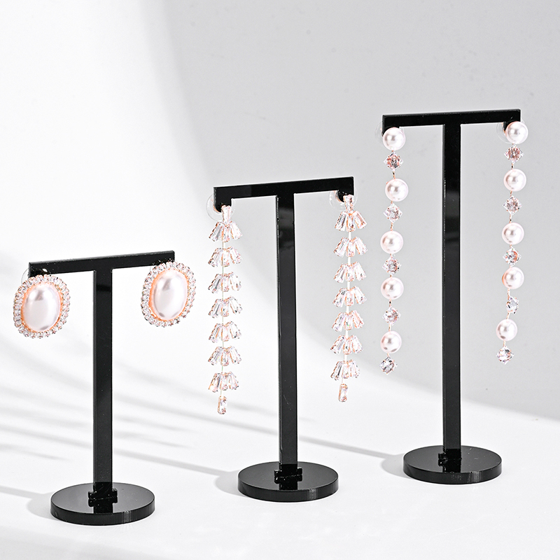 Body Jewelry Display - 6 stuks acryl zwart/wit T-vorm oorbel