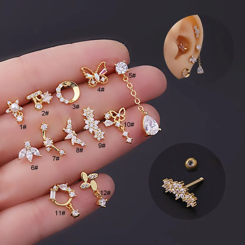 Tragus Flat Back - 16G Tragus Helix Conch Piercing Sieraden