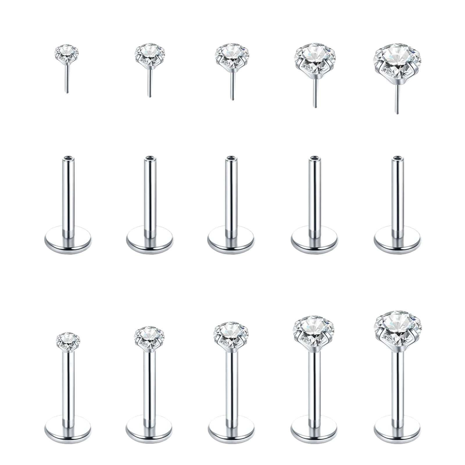 Tragus Flat Back - 5 Stuks Rvs Oorbellen Kraakbeen Tragus