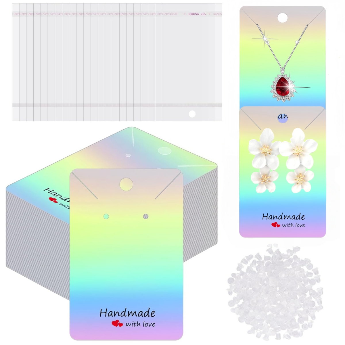 Body Jewelry Display - 200 stuks holografische oorbel displaykaarten set