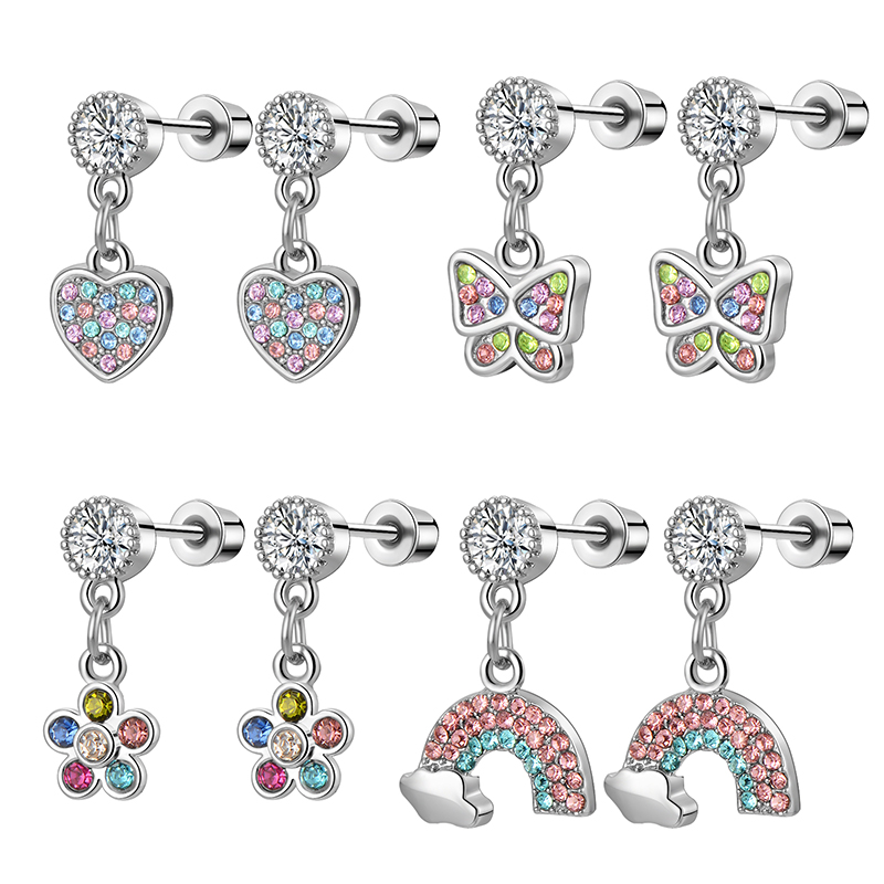 Tragus Flat Back - 1/4 paar hypoallergene bungelende schroef terug