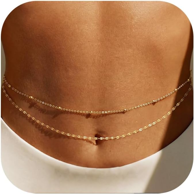 Qualiti Body Jewelry - 14K verguld gouden tailleketting voor vrouwen,