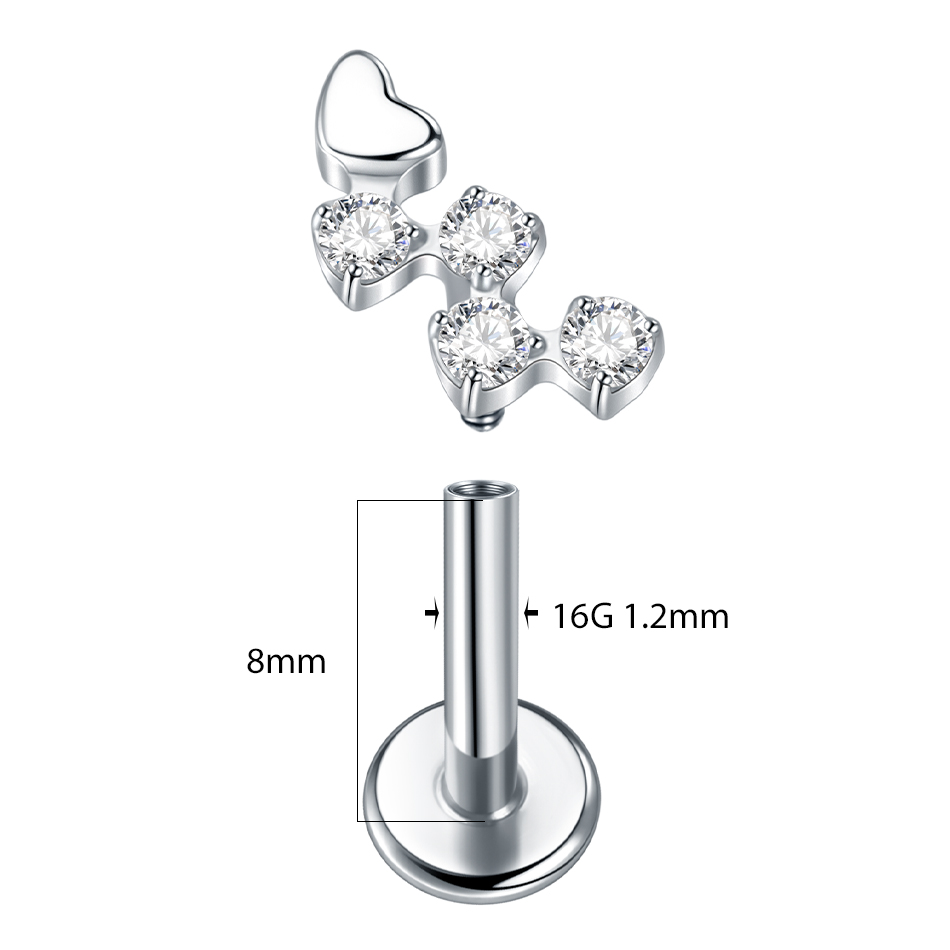 1 Stuk Titanium Bloem Zirkoon  - Tragus Flat Back recensie en prijs