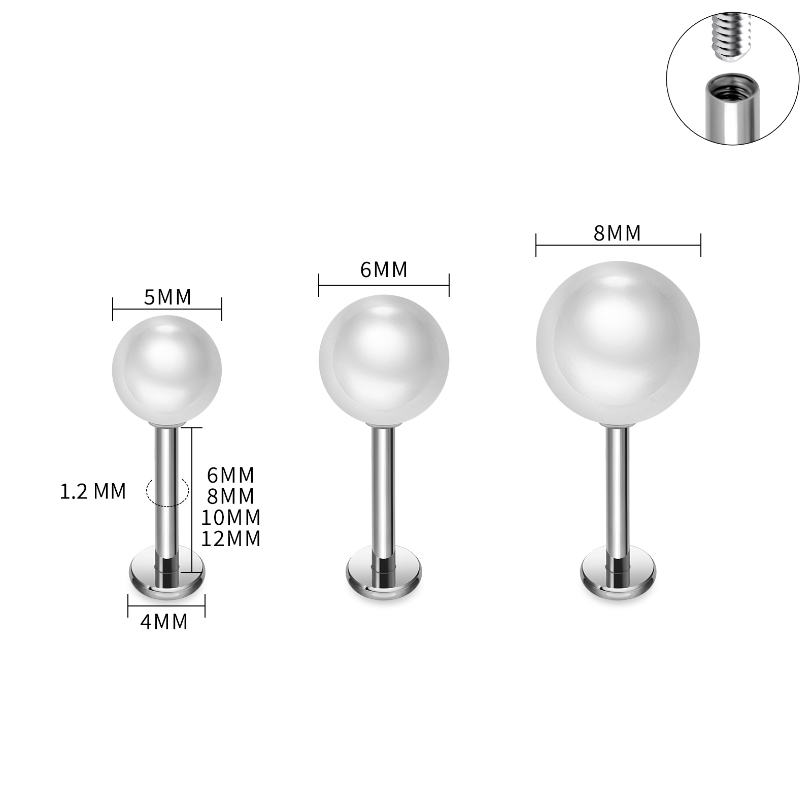 ASTM F136 Titanium Parel Oorbe - Tragus Flat Back recensie en prijs
