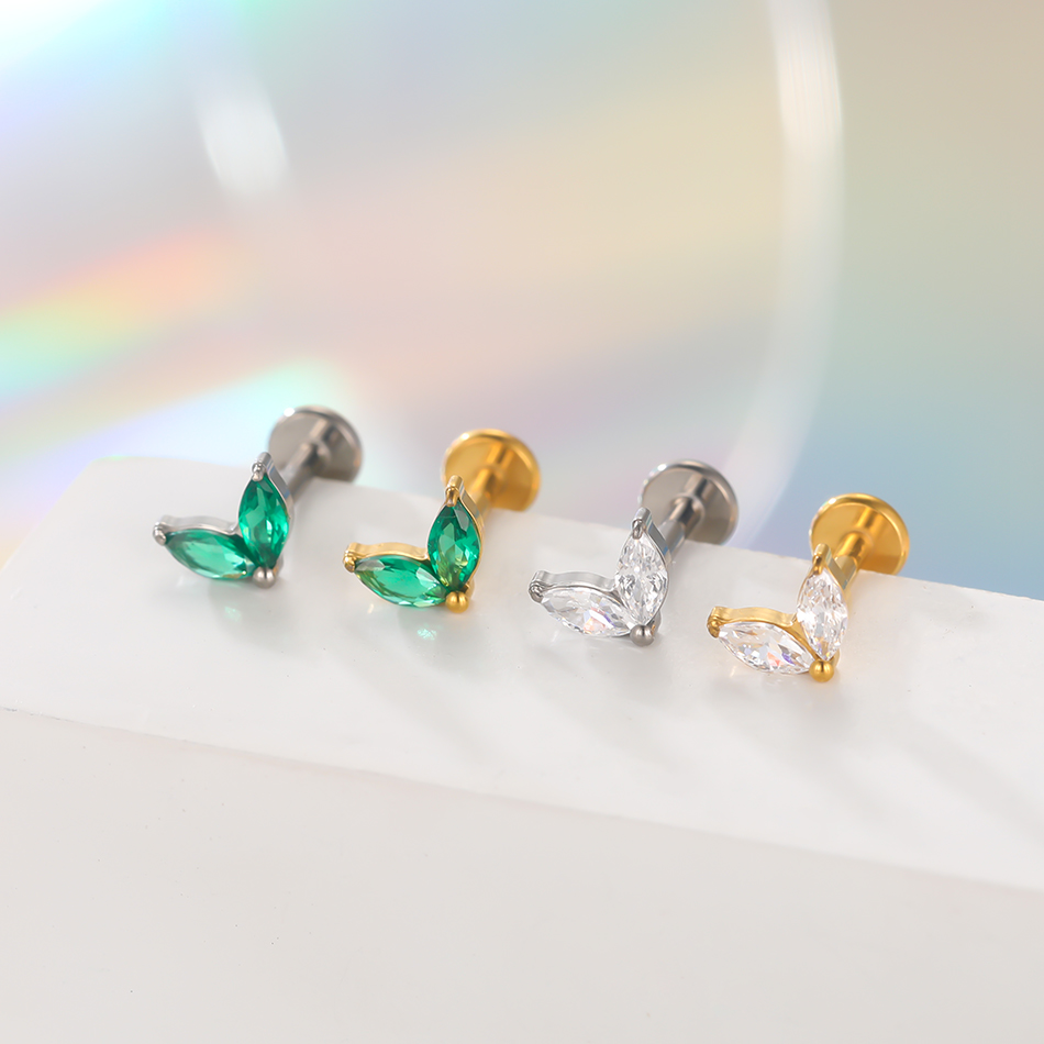 1pc Titanium Wit Groen Zirkoon - Tragus Flat Back recensie en prijs