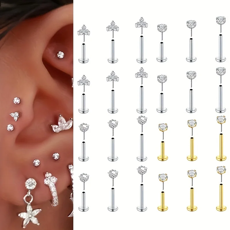 6 stuks draadloze platte oorri - Tragus Flat Back recensie en prijs