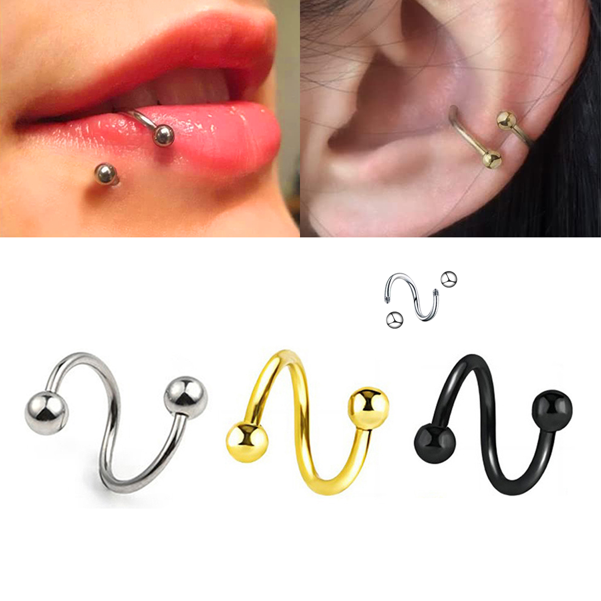 Dames Spiraal Oorbellen Pierci - Body Jewelry Labret recensie en prijs
